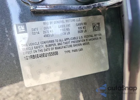 2014 Chevrolet Volt from USA, damaged, VIN 1G1RB6E48EU155808